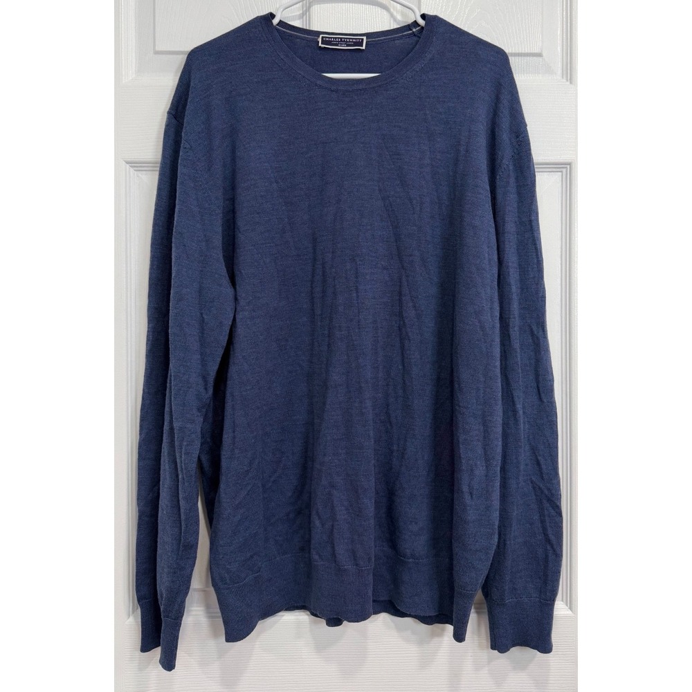 Charles Tyrwhitt Mens XXL Blue 100% Extra Fine Merino Wool Crewneck Sweater